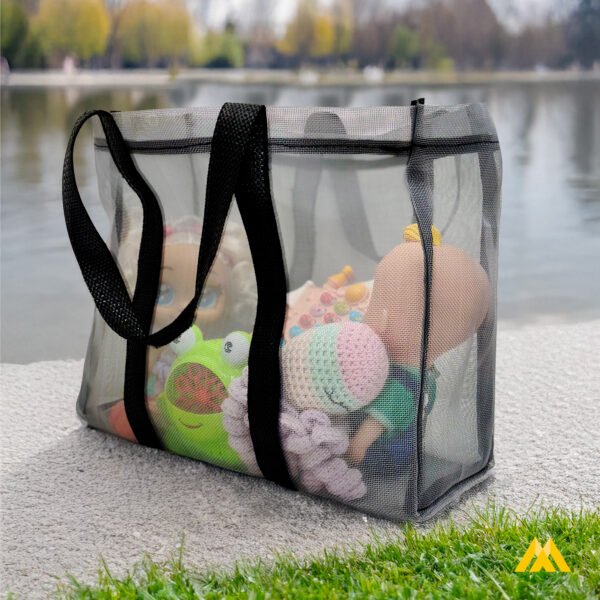 Eco Bag - Bolsa Cinza Telada Com Alça Preta - Imagem 5