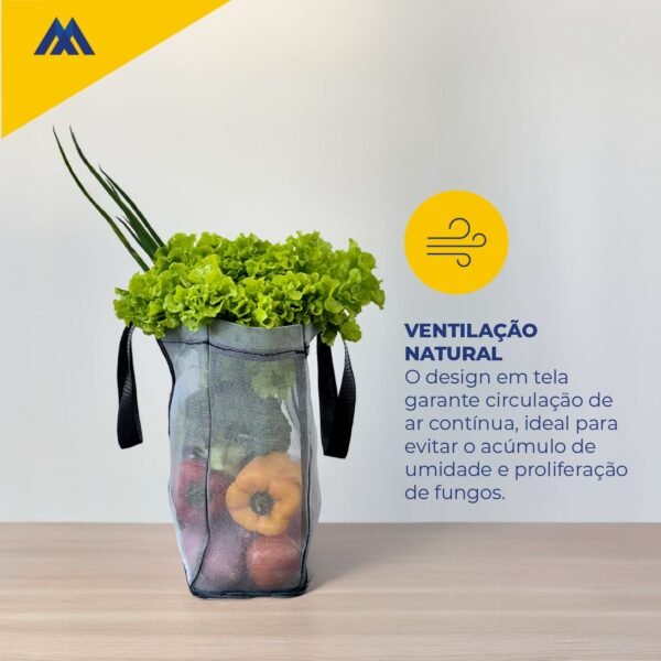 Eco Bag - Bolsa Cinza Telada Com Alça Preta - Imagem 3